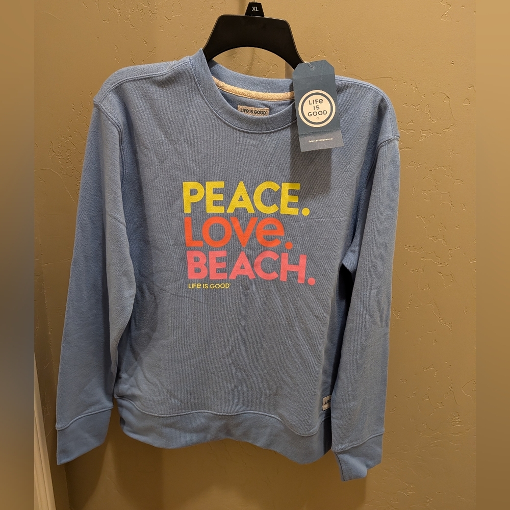 Life Is Good Women's Blue Crew Neck Sweater